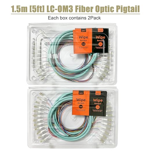 4Pack LC UPC 12 Fibers Multimode Bunch OM3 50/125 LC-UPC Fiber Pigtail - Image 6