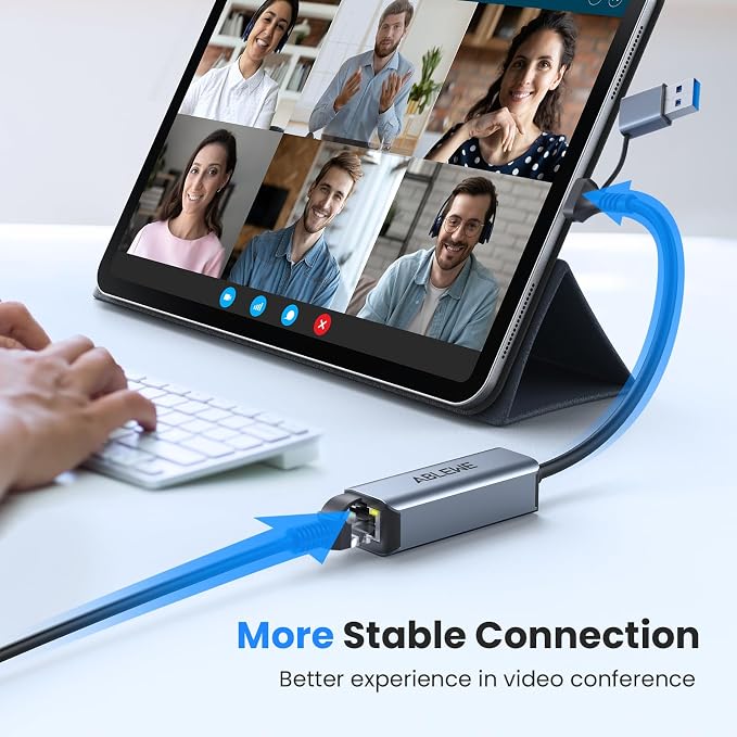 USB to Ethernet Adapter, ABLEWE USBC/USB 3.0 to RJ45 Gigabit LAN Network Adapter - Image 4