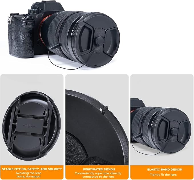 K&F Concept 72mm Lens Cap, 9-in-1 Center Pinch Lens Cover + Anti-Loss Keeper - Image 4