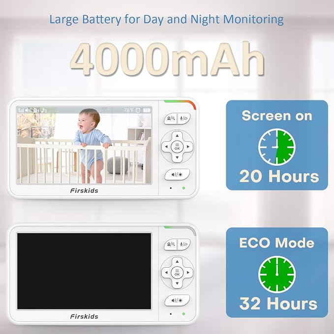 5" Baby Monitor with Camera and Audio, No WiFi Travel Baby Monitor, Pan Tilt - Image 6