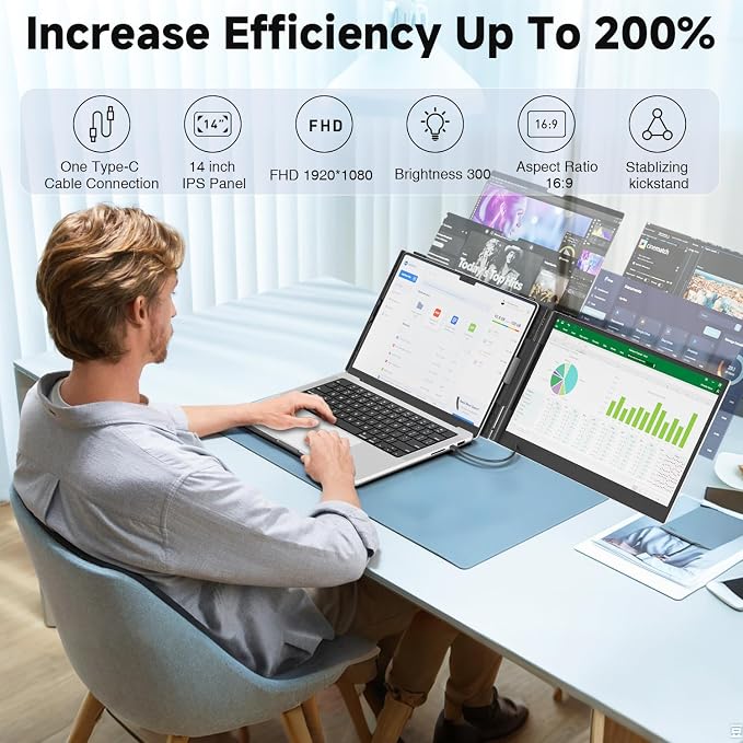 KEFEYA Laptop Screen Extender, 0.19" Ultra-Thin Laptop Monitor Extender - Image 4