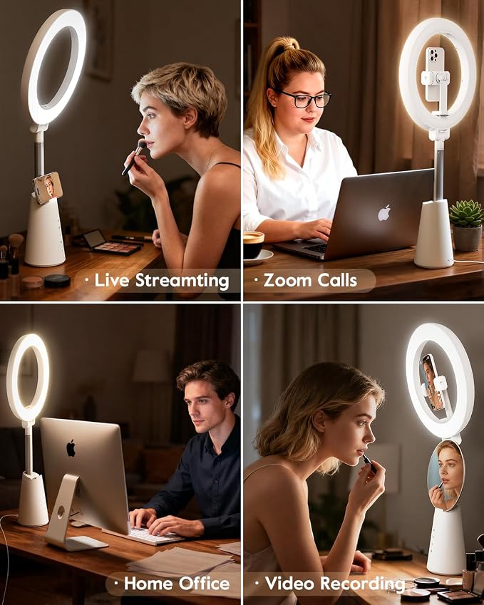 Ring Light for Makeup and Video Recording, Touch Control, Dimmable LED Selfie - Image 7