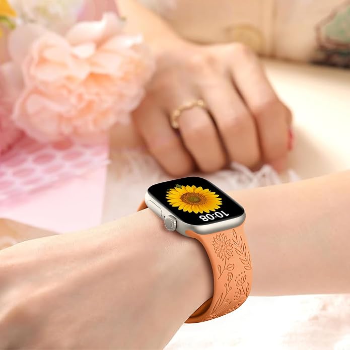 SNBLK 6 Pack Floral Engraved Bands Compatible - Image 6