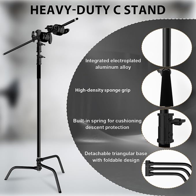 C Stand with Boom Arm, Photography Light Stand Kit - Image 2
