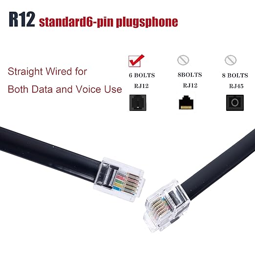 RJ12 Cable Phone Cord RJ12 6P6C Male to Male Straight Wired - Image 2