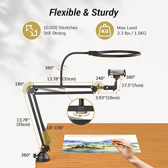 TONOR Overhead Ring Light Kit, Adjustable Angle, Suitable - Image 7