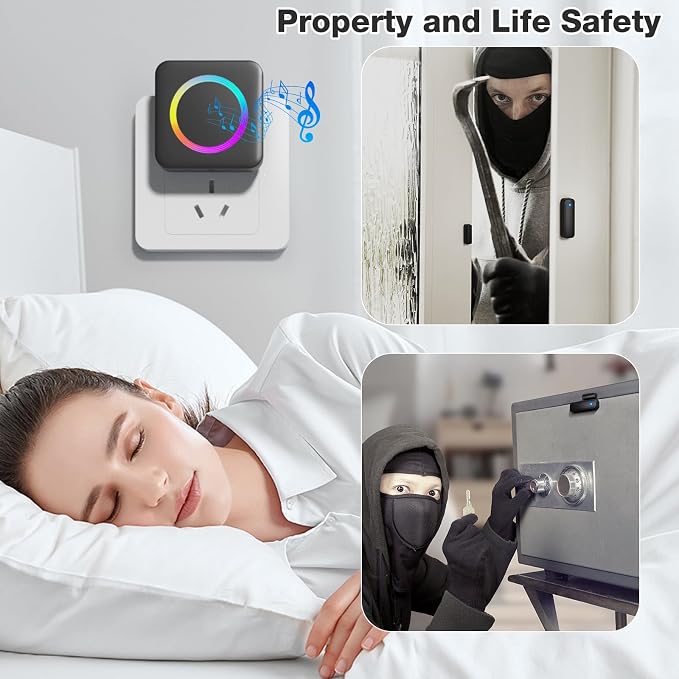 Door Chime, Satisure Wireless Door Sensor Chime When Door Opens, Door Alarms - Image 3