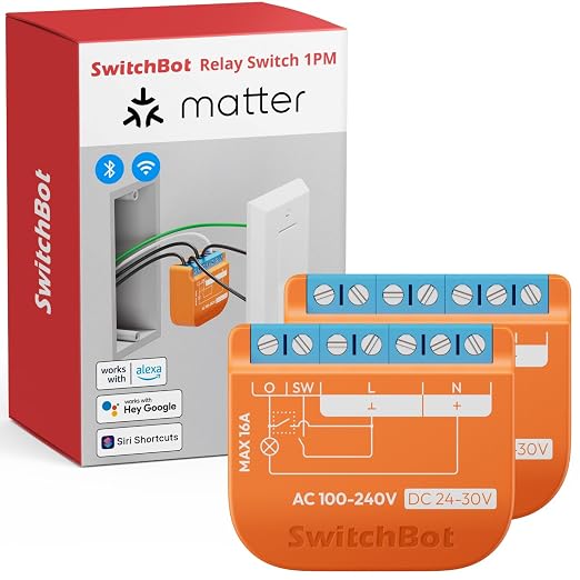 SwitchBot Matte Relay Switch 1PM, WiFi Switch Compatible by SwitchBot