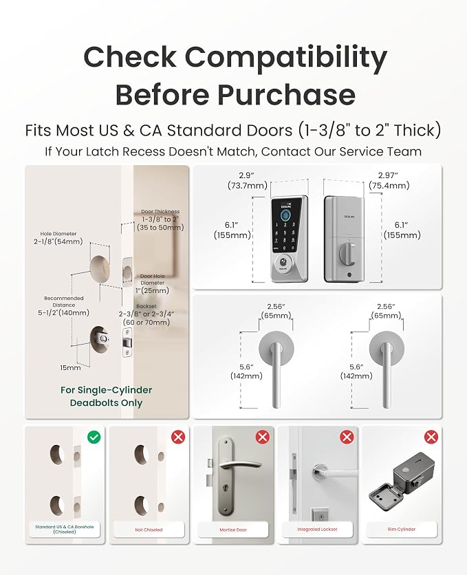 DESLOC Smart Lock D110 Plus, WiFi Fingerprint Smart Front Door Lock - Image 8