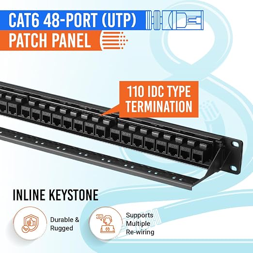 MONK CABLES | CAT6 Patch Panel | Inline | 24 Port - Image 3
