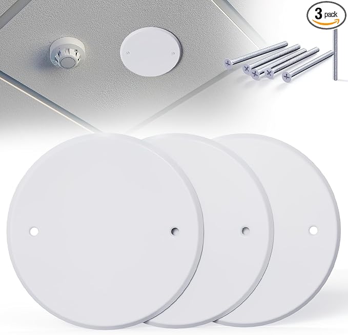 3 Pcs Smoke Detecte Cover Plate, 5 Inch Metal Round Blank Ceiling Cover Plate by Wuno