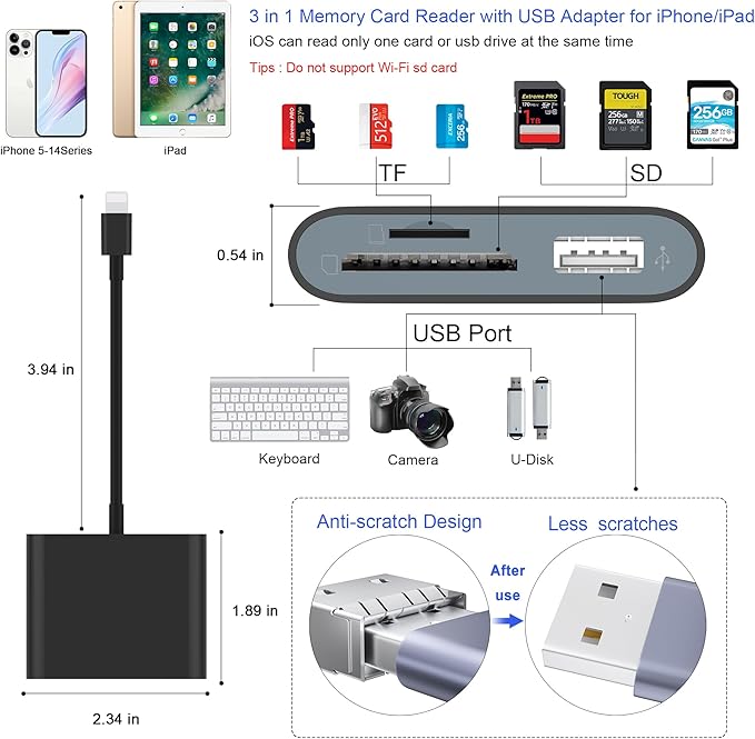 SD Card Reader, USB 3.0 Type C High Speed to SD/TF Card Adapter - Image 2