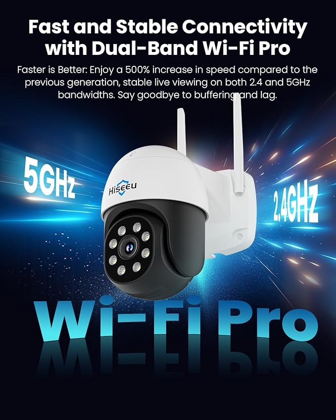 Hiseeu 4K Security Cameras Wireless Outdoor, 8MP 4-Cam Kit, 5G & 2.4G WiFi - Image 4