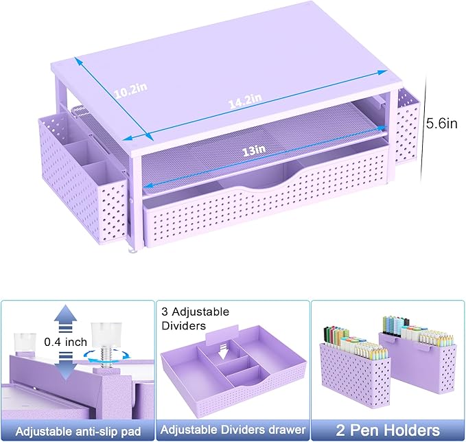 Spacrea Desk Organizer and Accessories, Computer Monitor Stand Riser - Image 6