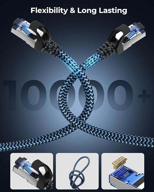 Cat8 Ethernet Cable 10 ft 1 Pack, High Speed 40Gbps 2000MHz, Compatible - Image 4