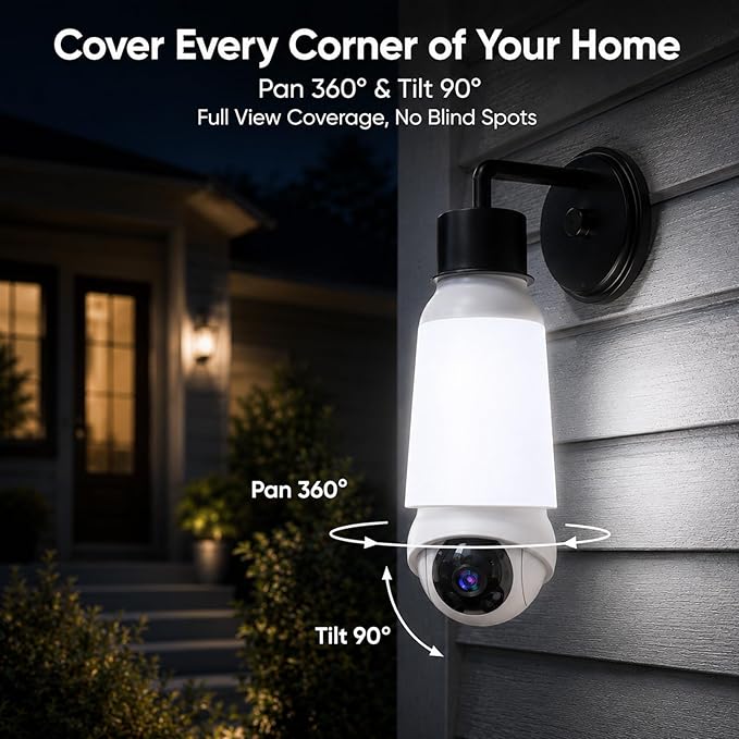 Light Bulb Security Camera, Smart AI Cam 2K HD Outdoor Lightbulb Camera - Image 3