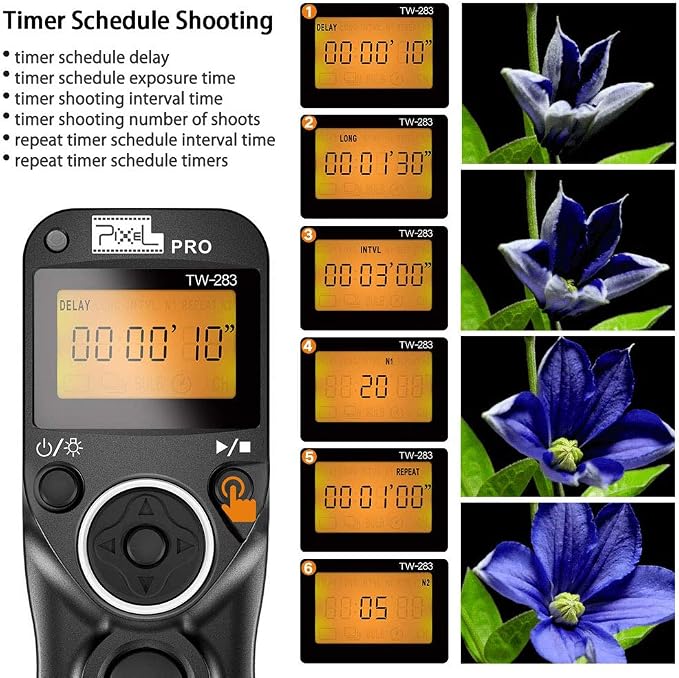 Pixel TW-283 DC2 Wireless Shutter Remote Release Control Intervalometer FSK - Image 5