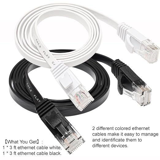 Ethernet Cable 3FT 2 Pack, Cat 6 LAN Cable Flat Net Cable Faster than Cat5e/Cat5 - Image 4