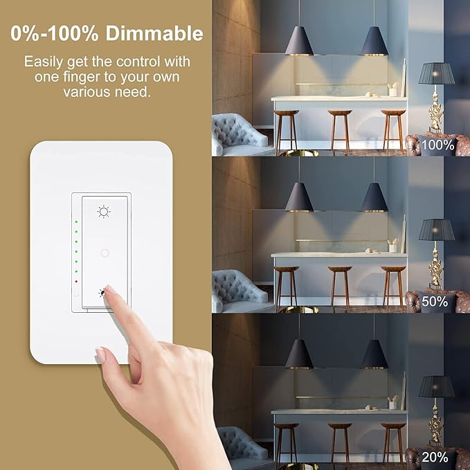Nexete Smart Wi-Fi Dimmer Switch, Dim Lighting from Anywhere, 3-Way/Single Pole - Image 2