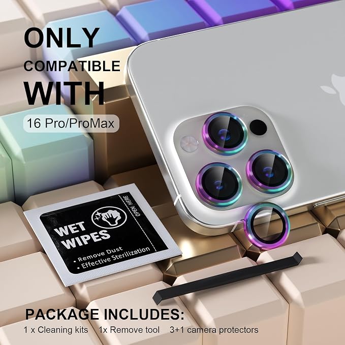 Misea Compatible for iPhone 16 Pro/iPhone 16 Pro Max Camera Lens Protector - Image 2