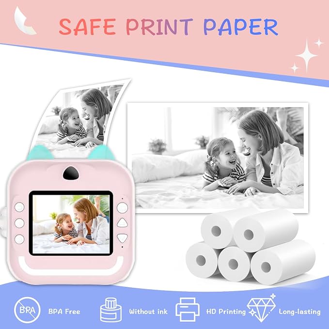 5 Rolls MIARALA Instant Print Kids Camera Paper Roll Refill, HD Print Camera - Image 2