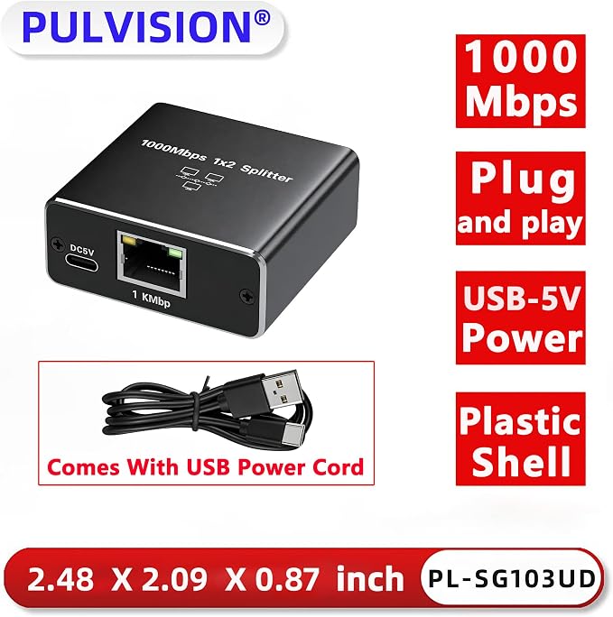 3 Port Gigabit Wired Ethernet Switch 1000Mbps USB Type-C 5V Powered Aluminum - Image 2