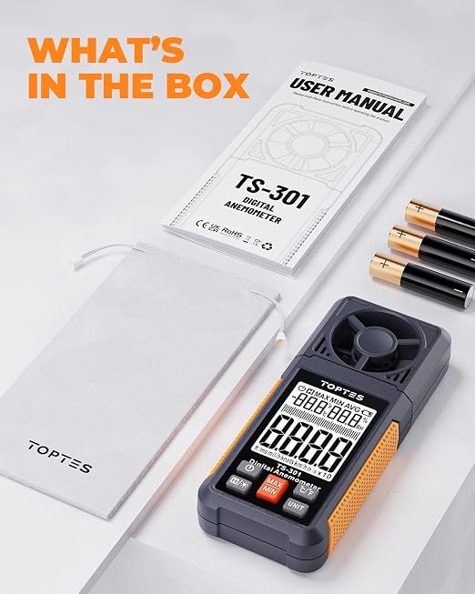 TopTes TS-301 Digital Anemometer, Wind Speed Meter - Image 7