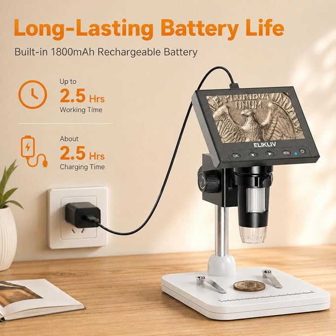 Elikliv Microscope, LCD Digital Coin Microscope 1000x, Coin Magnifier - Image 8