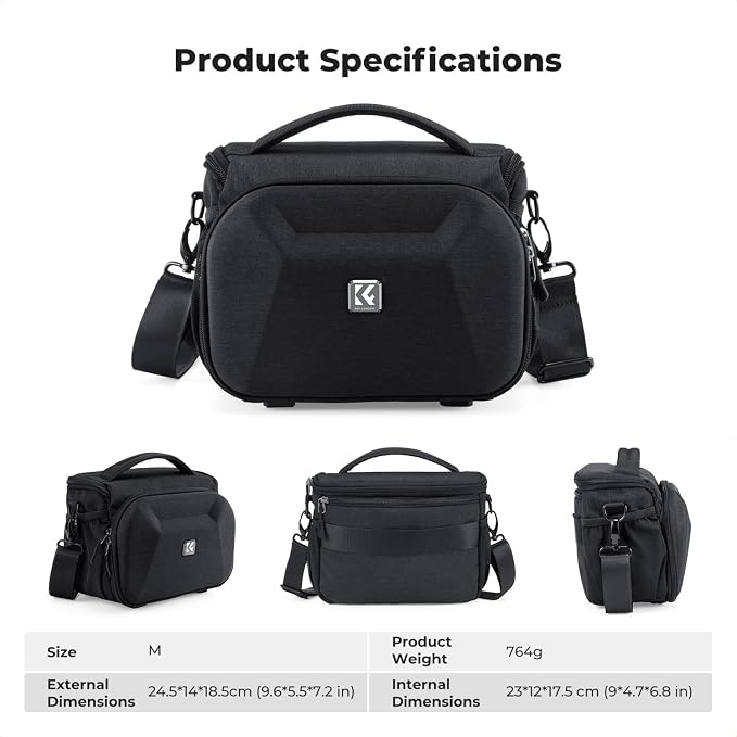 K&F CONCEPT Hardshell Camera Bag, Crossbody Camera Sling Bag - Image 7