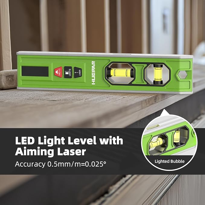 Huepar 3-in-1 Laser Level /65Ft Laser Distance Measure/Magnetic Torpedo Level - Image 4