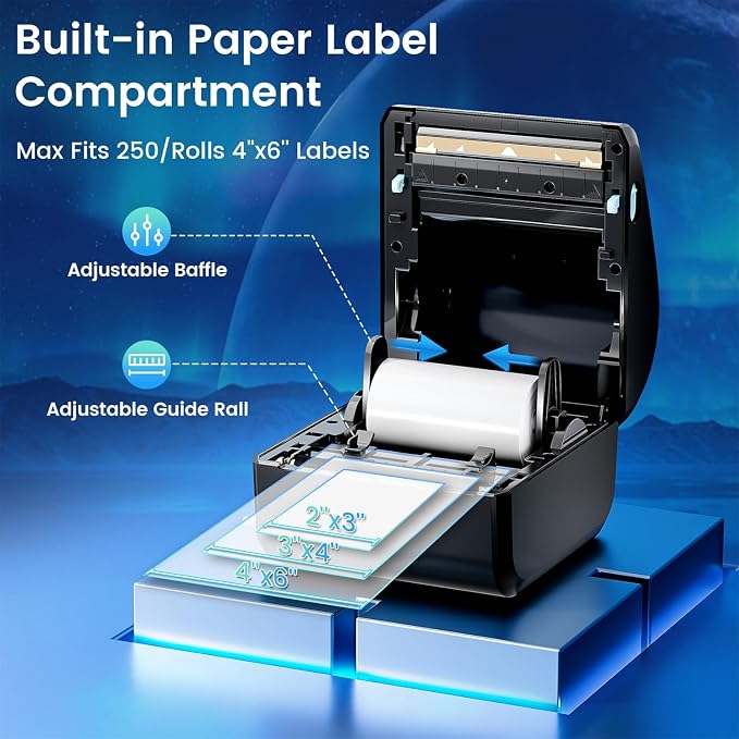 Bluetooth Shipping Label Printer 4x6, D450BT Thermal Label Printer - Image 4