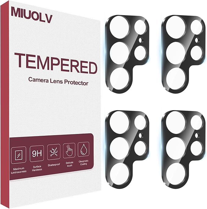 4 Pack Camera Lens Protector for Galaxy S22 Ultra, 9H Tempered Glass Camera by MIUOLV