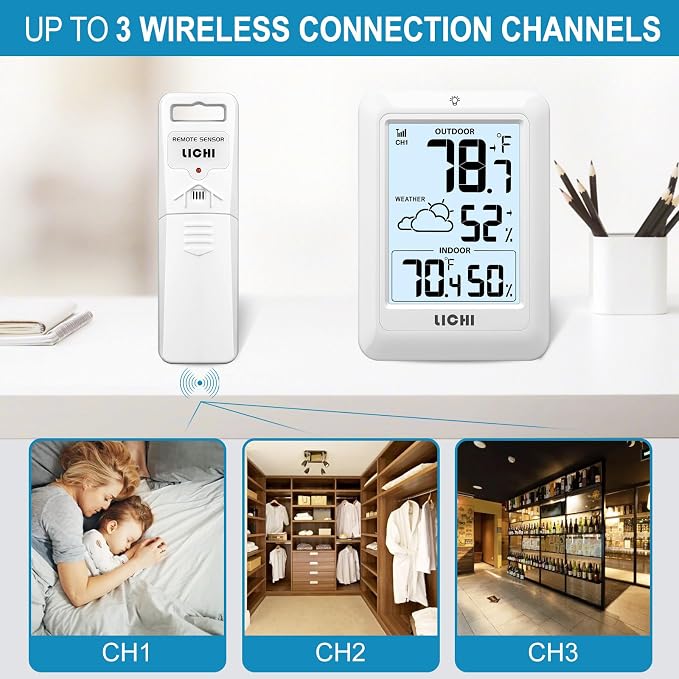Indoor Outdoor Thermometer Wireless Weather Station, Internal External - Image 5