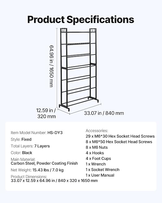 VEVOR 3D Printer Filament Storage Rack, 7 Tier Heavy Duty Storage Shelves - Image 7