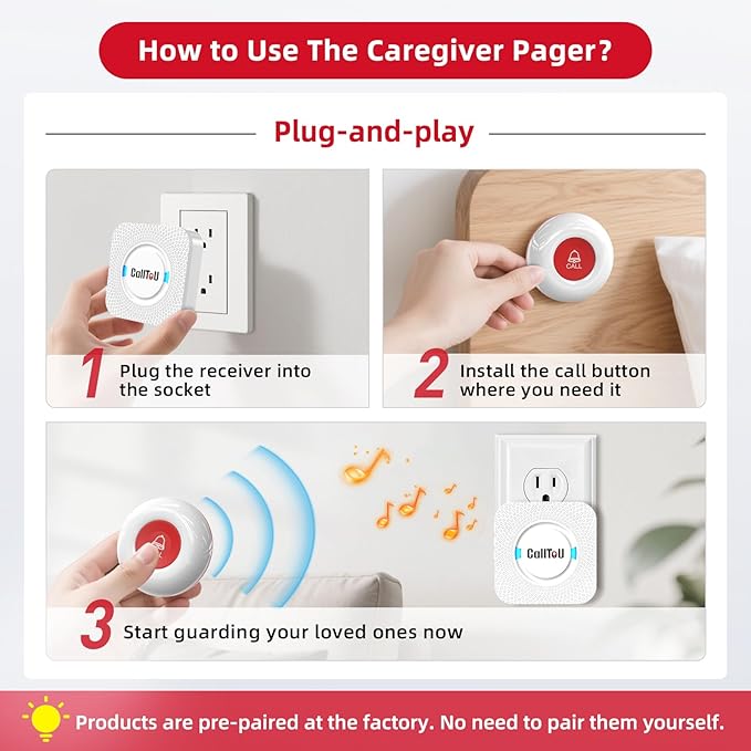 CallToU Elderly Monitoring Call Button Wireless Caregiver Pager Smart Senior - Image 6