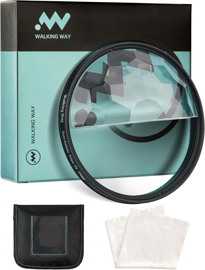 Walking Way 82mm Semi Kaleidoscope Prism Filter, Split Subtle Kaleidoscope Lens by WalkingWay