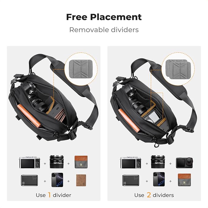 K&F CONCEPT Camera Sling Bag Crossbody Bag Waterproof Camera Shoulder Backpack - Image 3