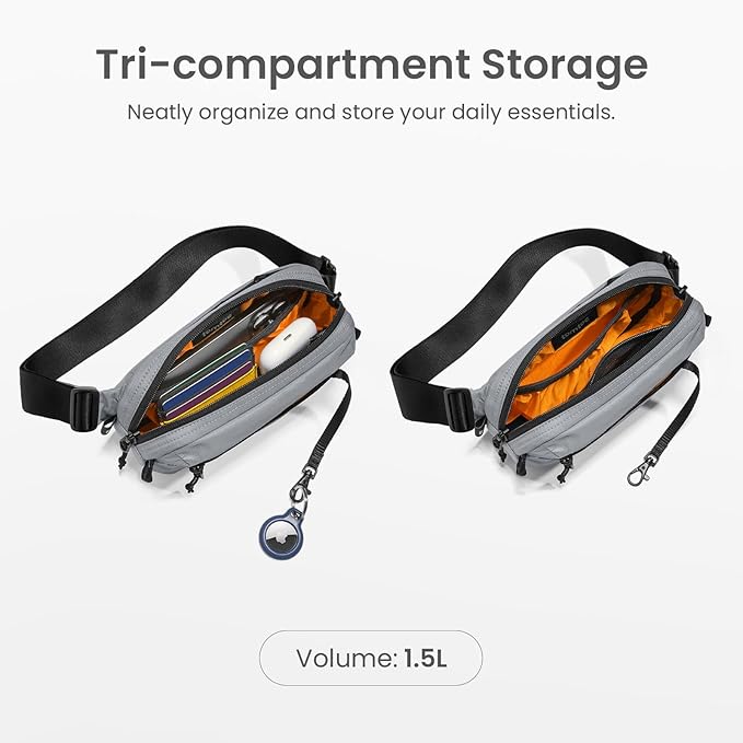tomtoc 1.5L Sling Bag with RFID Blocking, Crossbody Bag Minimalist Chest - Image 3