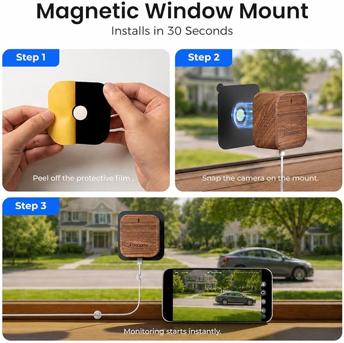 5MP 3K Window Camera for Indoor & Outdoor Home Security, Magnetic Mount - Image 6
