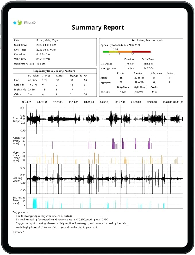 EMAY Sleep Breathing Monitor for Airflow Tracking | Record Breathing - Image 5