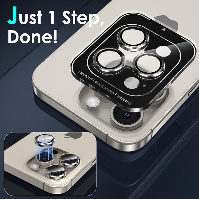 YWXTW Camera Lens Protector for iPhone 15 Pro/iPhone 15 Pro Max, Tempered Glass - Image 4