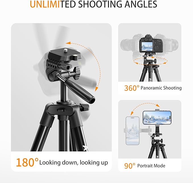 71″ Camera Tripod Aluminum Tall Tripod Stand Compatible - Image 3