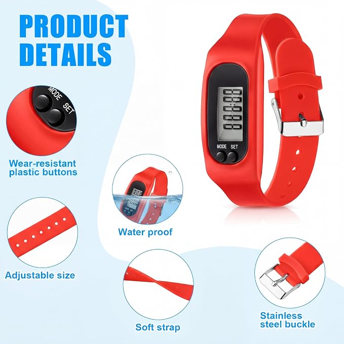 Silicone Fitness Tracker Watch 3 Pcs Walking Running Pedometer Calorie Burning - Image 3