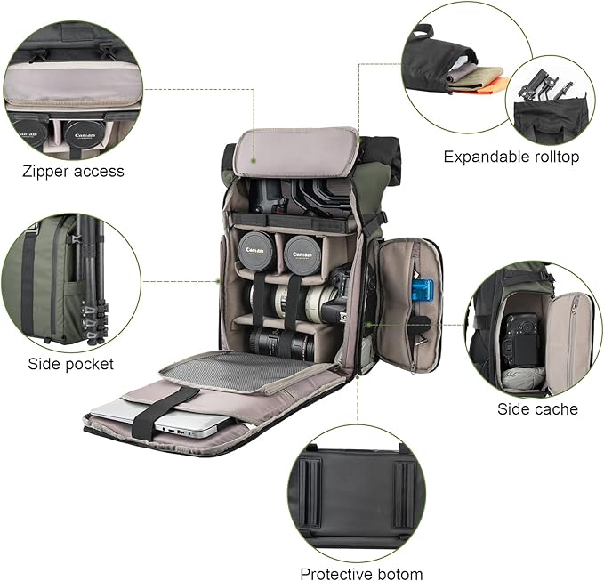 Besnfoto Camera Backpack for Photographer DSLR SLR Waterproof Camera Bag - Image 4