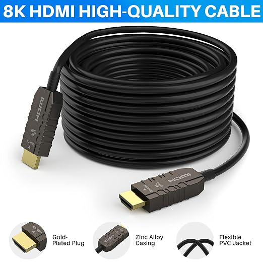 Certified 8K Fiber Optic HDMI 2.1 Cable 35FT, Real HDMI® Cable, Ultra HD - Image 2