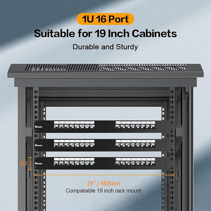 16 Port Patch Panel Blank Keystone Patch Panel 1U Network - Image 7