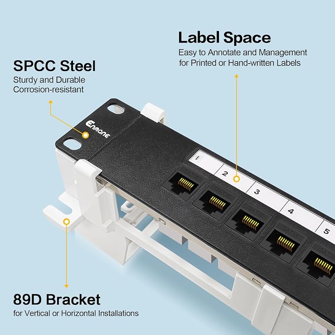 8 Port Patch Panel Cat6 Keystone Coupler Unshielded Wall Mount 10inch - Image 2