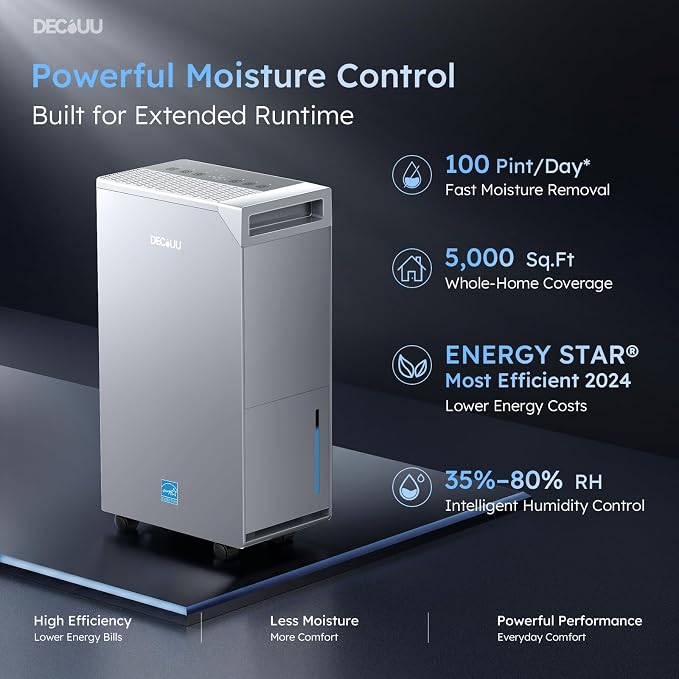 5000 Sq.Ft Dehumidifier with Pump, ENERGY STAR Most Efficient 2024, Max 100 - Image 3