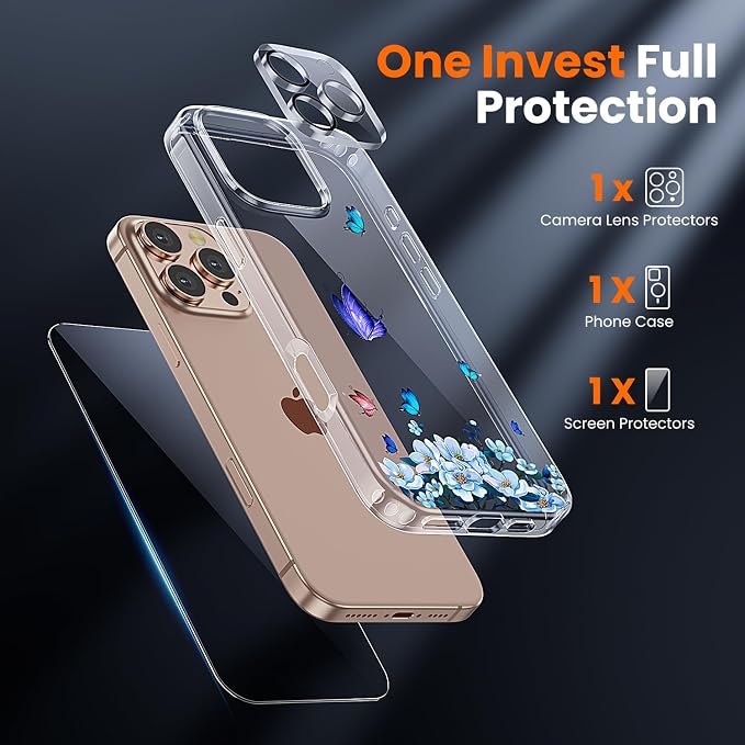 toushion 3 in 1 for iPhone 16 Pro Case Clear, Screen Protector *1 & Camera Lens - Image 2