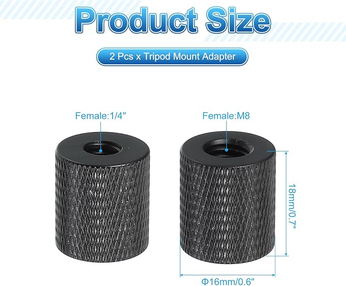 PATIKIL Tripod Screw Adapter 1/4" Female to M8 Male, 18 mm - Image 2